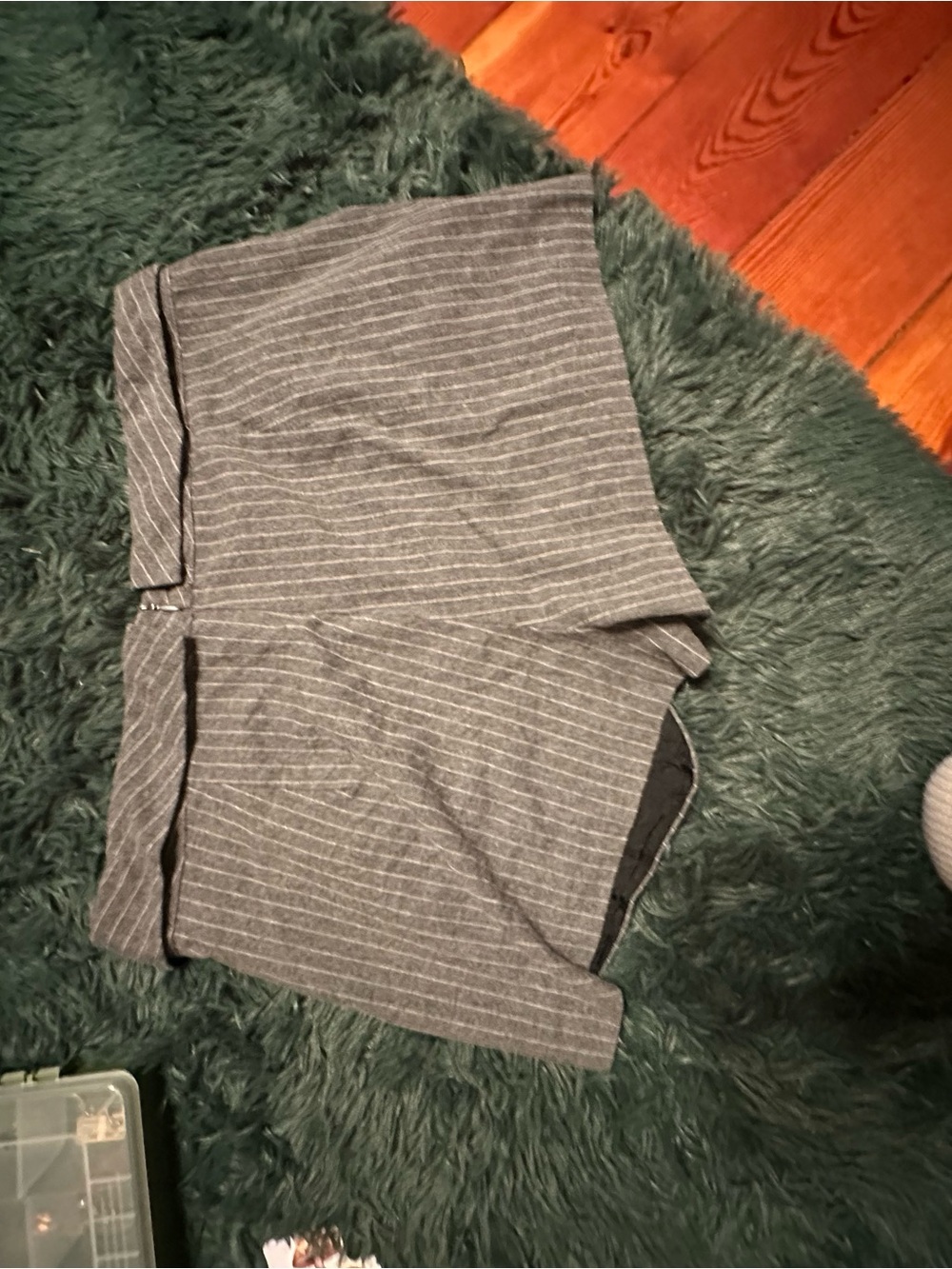 3/$25 ✨ Zara Basic Gray Pinstripe Asymmetrical Wrap Mini Skort Size L - Picture 10 of 13